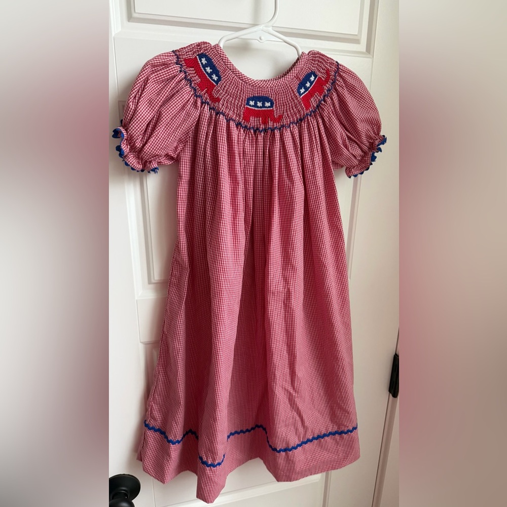 Classic Whimsy Republican Elephant Bishop Dress